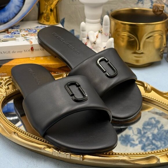 🆕 MARC JACOBS 🧿 NWOB The Snapshot Slide, Black Leather - Sz 37 US 7 - Picture 9 of 15